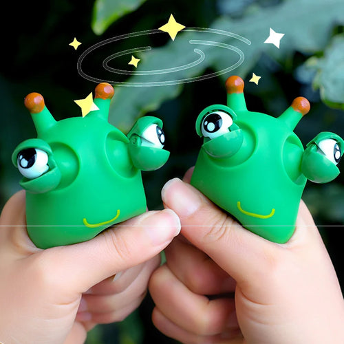 10/5PCS Funny Green Worm Stress Relief Toy – Eye Pop Squeeze Fidget for relax & Fun