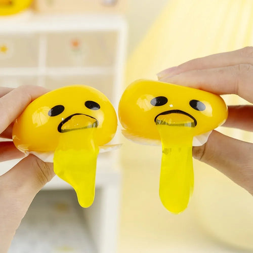 2pcs Funny Vomiting Egg Yolk Stress Ball - Squeeze Toy for stress Relief, Squishy Fidget 