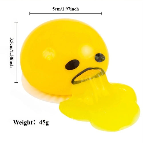 2pcs Funny Vomiting Egg Yolk Stress Ball - Squeeze Toy for stress Relief, Squishy Fidget 