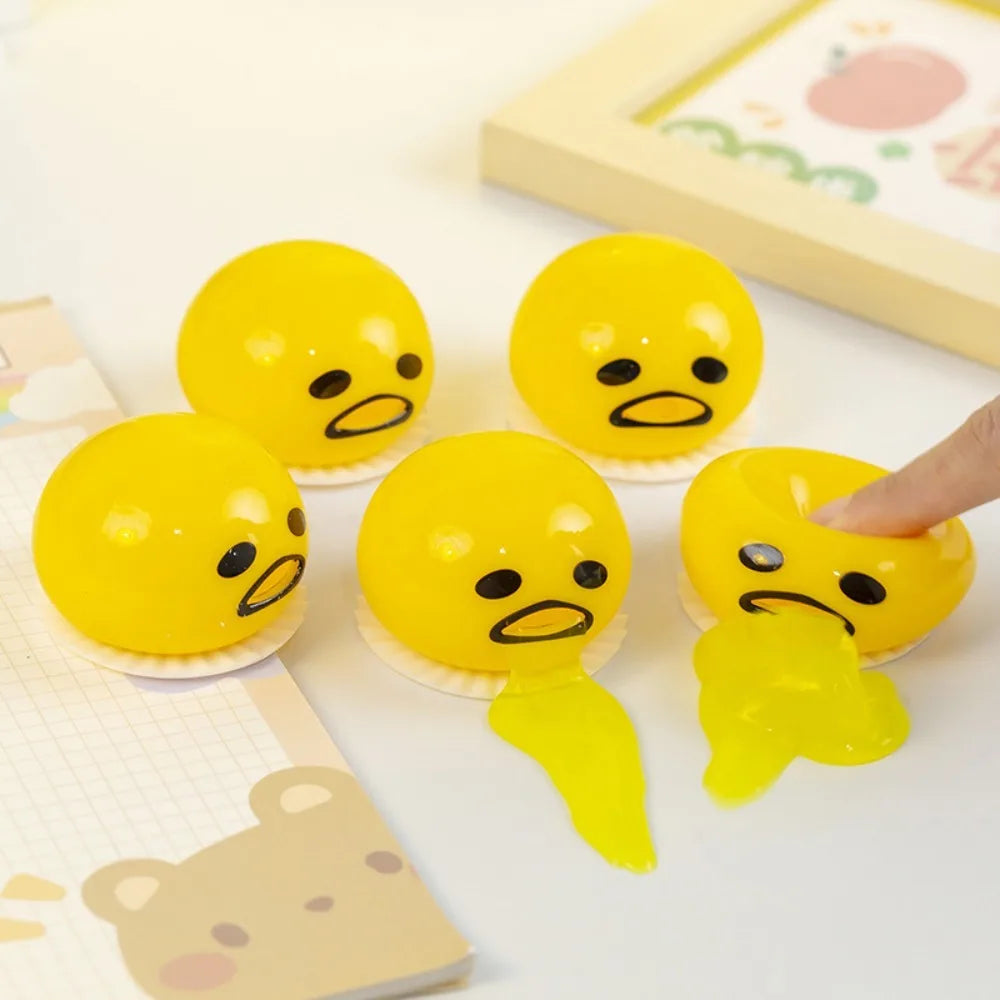 2pcs Funny Vomiting Egg Yolk Stress Ball - Squeeze Toy for stress Relief, Squishy Fidget 