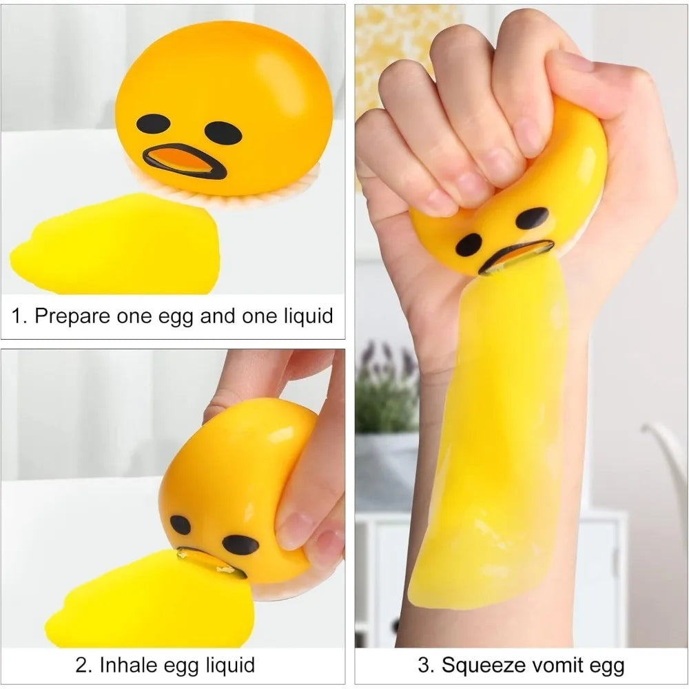 2pcs Funny Vomiting Egg Yolk Stress Ball - Squeeze Toy for stress Relief, Squishy Fidget 