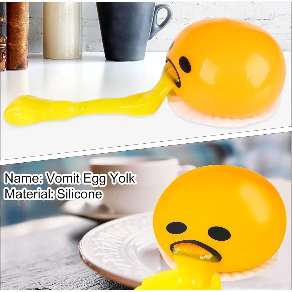 2pcs Funny Vomiting Egg Yolk Stress Ball - Squeeze Toy for stress Relief, Squishy Fidget 