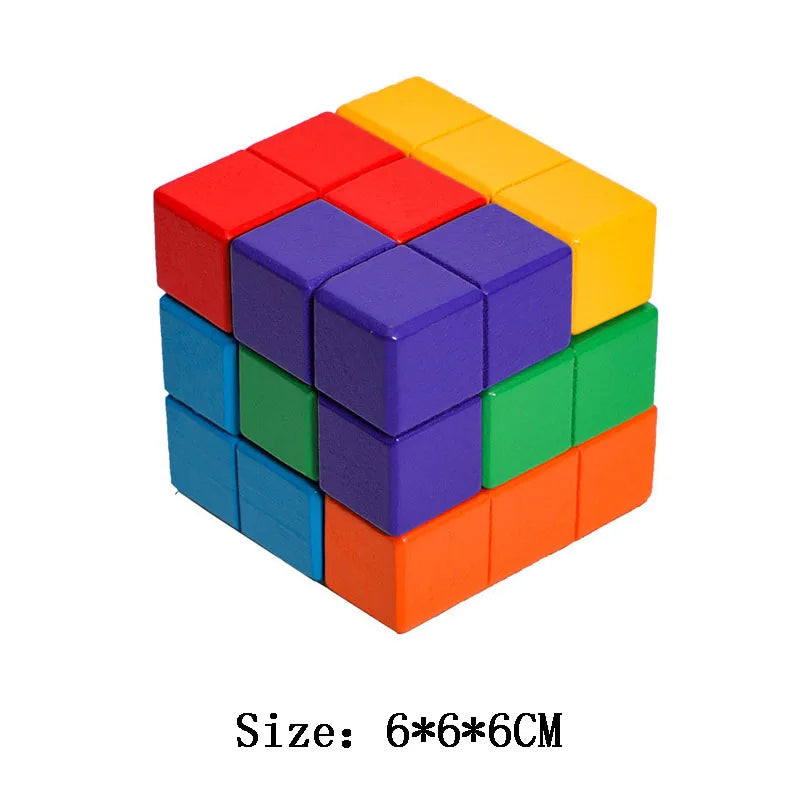 Colorful Rubik's cube puzzle on a white background with size label