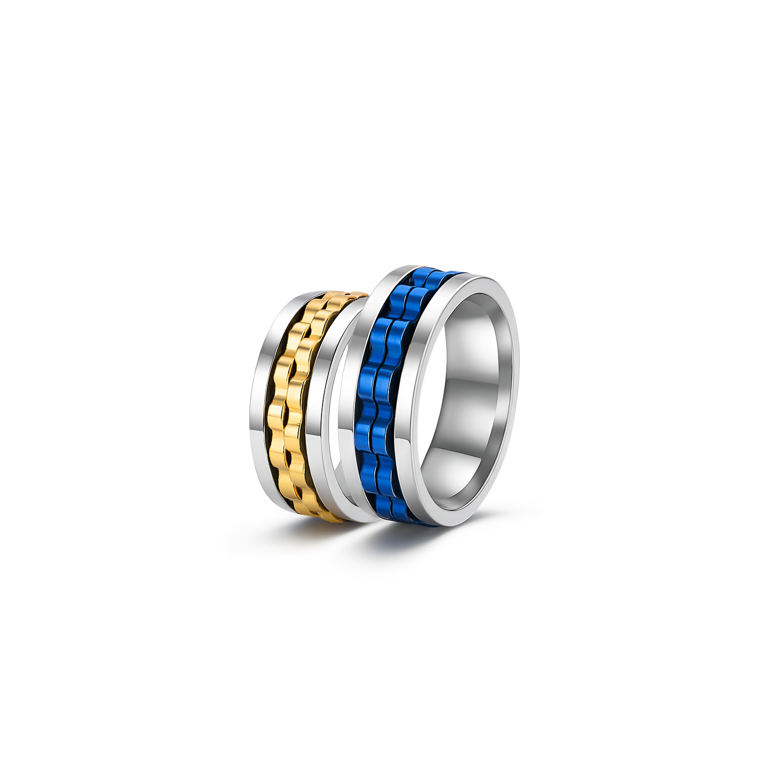 Anti-Stress Stainless Steel Gear Chain Spinner Ring –  Jewelry for Men