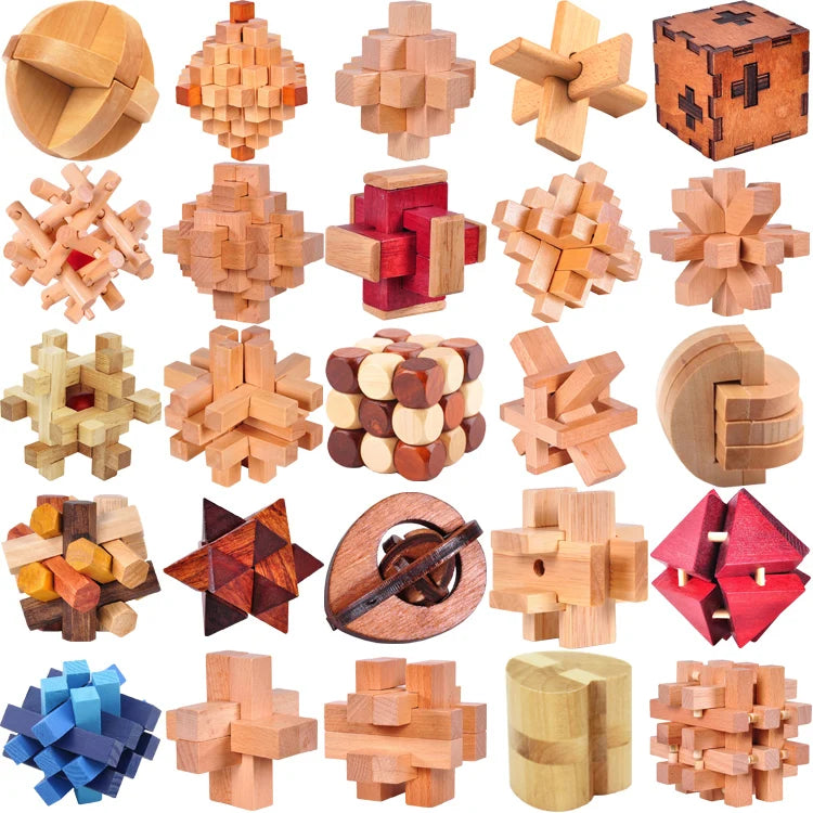 Classic Wooden Puzzle Mind Brain Teasers Interlocking Puzzles Game