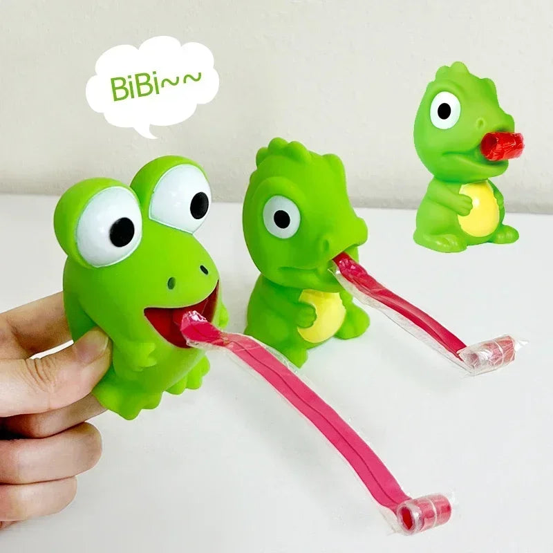 Decompression Fidget Toys Pinch Frog Dinosaur Sticking Tongue Out Relieve Stress 