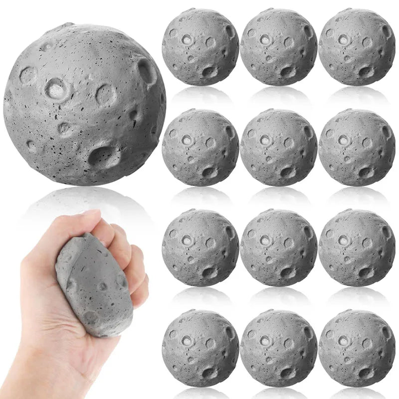 Lunar Focus Foam Ball – Moon Texture Squeezable Desk Toy