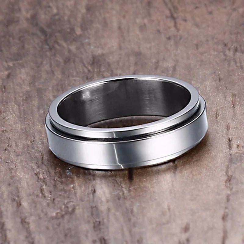 Men’s fidget ring for focus and calm – silver finish