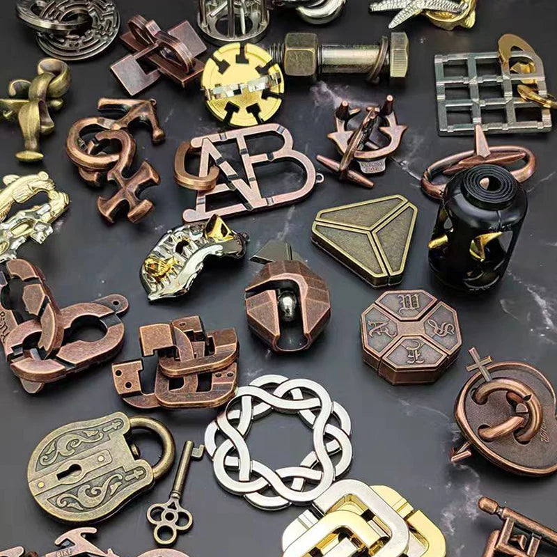 Metal Brain Teaser Puzzles 9PCS Educational Intellectual Toys Unlock Interlock IQ Test Kids Magic Tricks Novelty Gifts