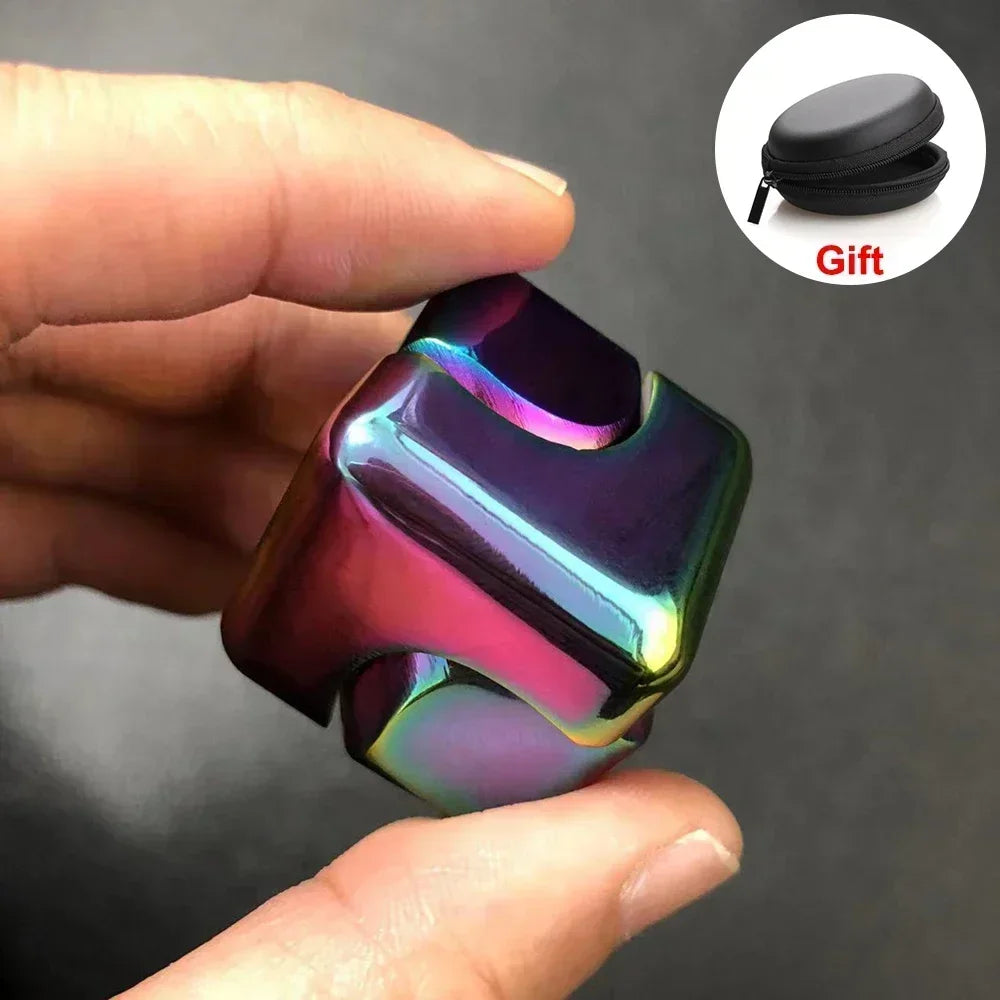 Metal Rotating Cube – Stress Relief Gyroscope Toy for Adults