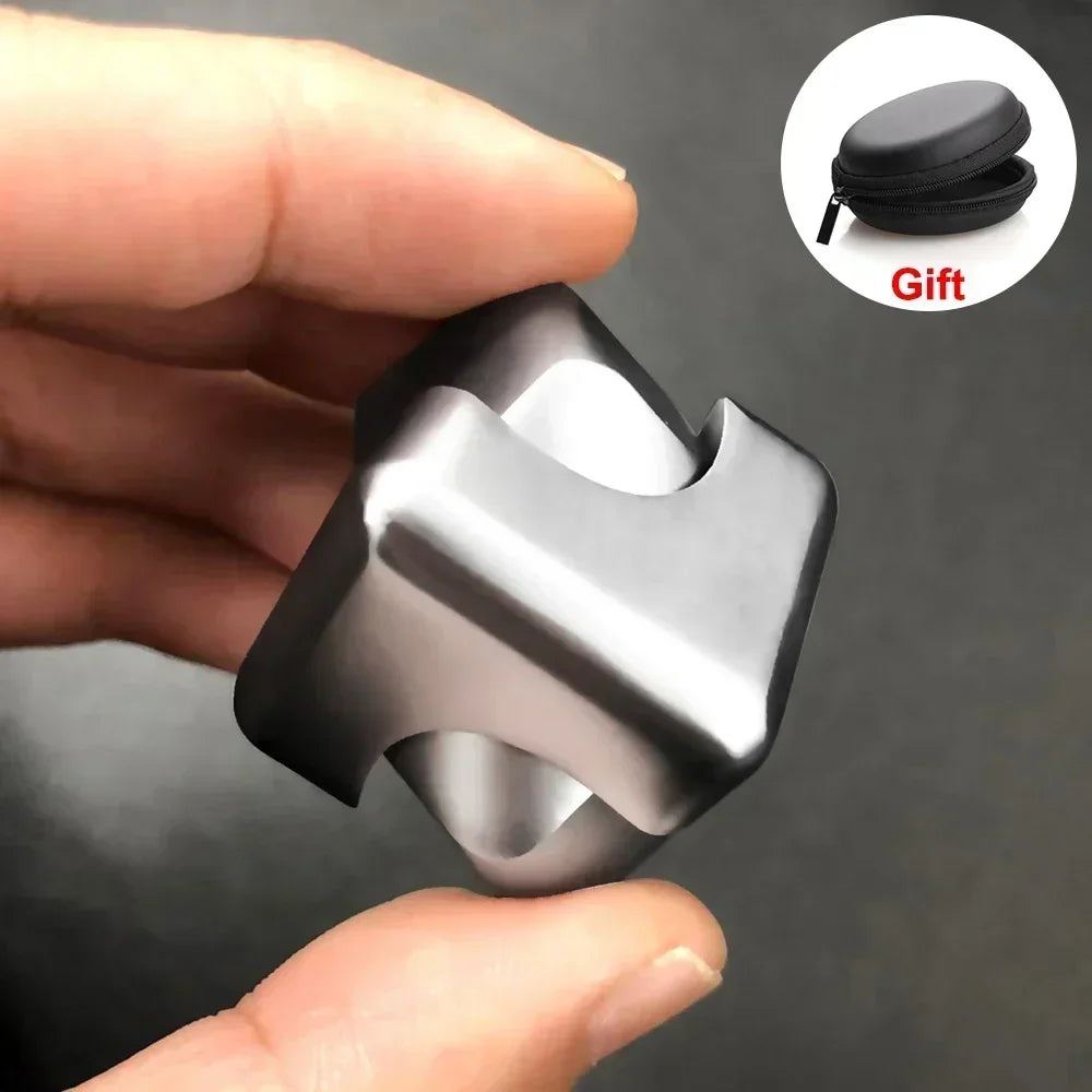 Metal Rotating Cube – Stress Relief Gyroscope Toy for Adults