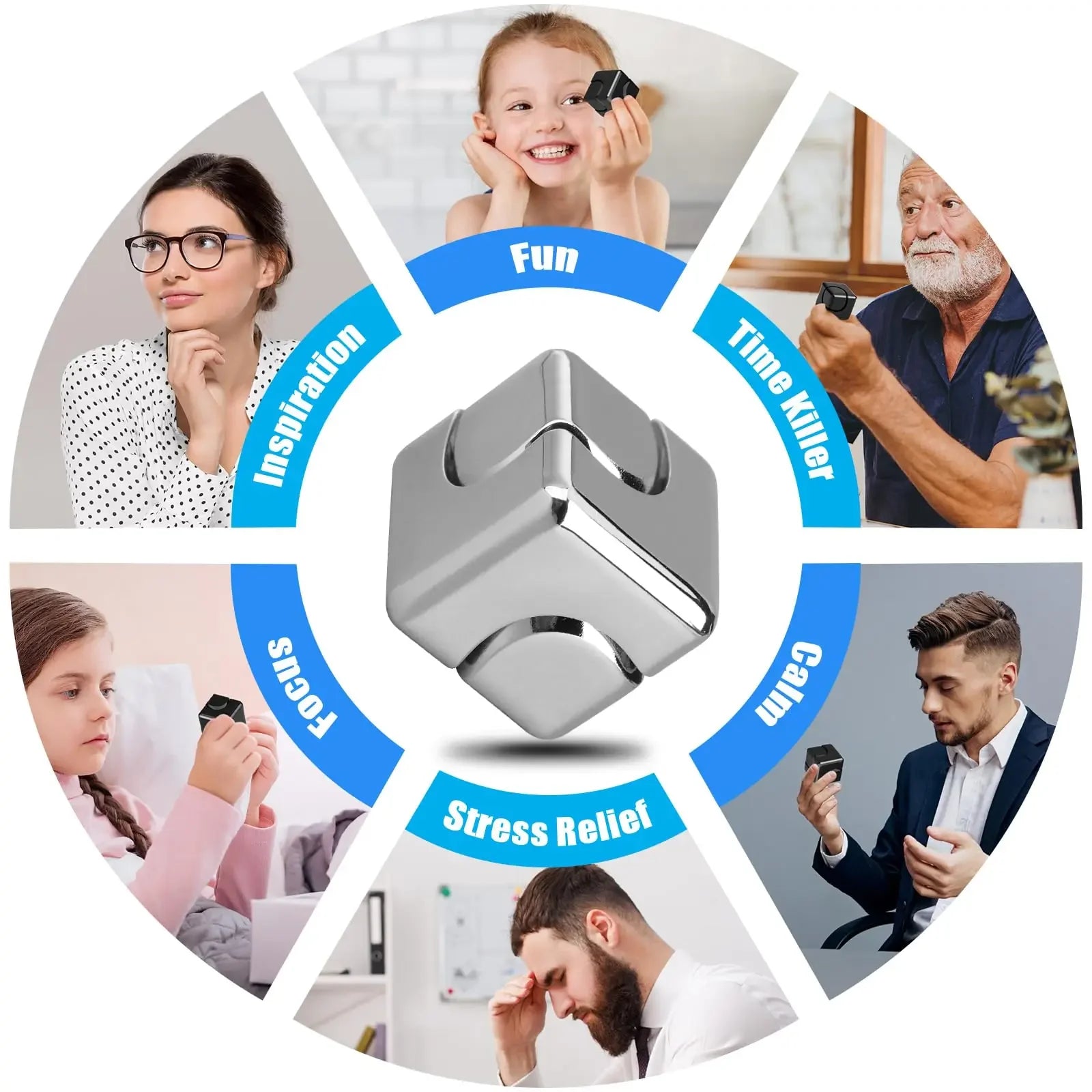 Metal Rotating Cube – Stress Relief Gyroscope Toy for Adults