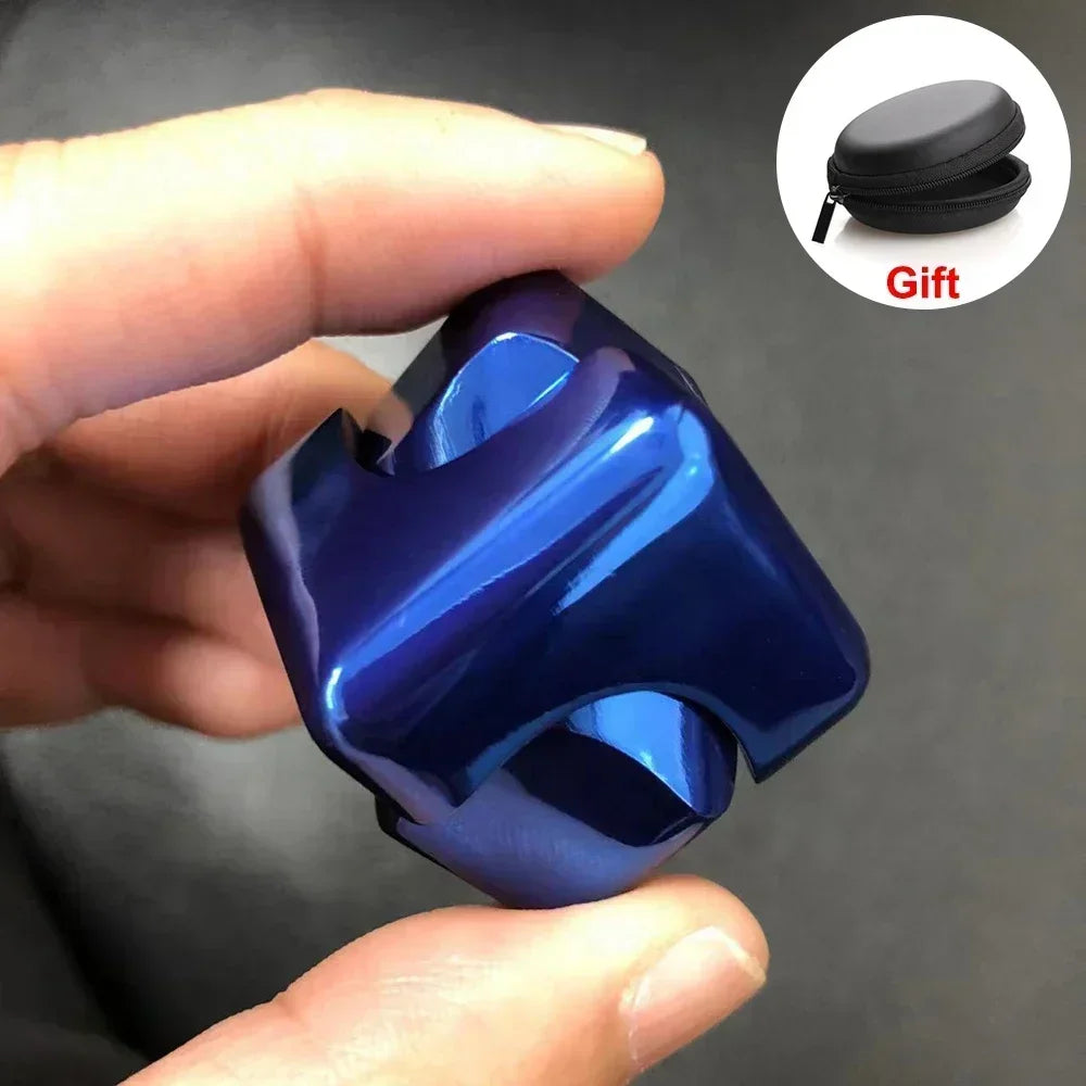 Metal Rotating Cube – Stress Relief Gyroscope Toy for Adults blue