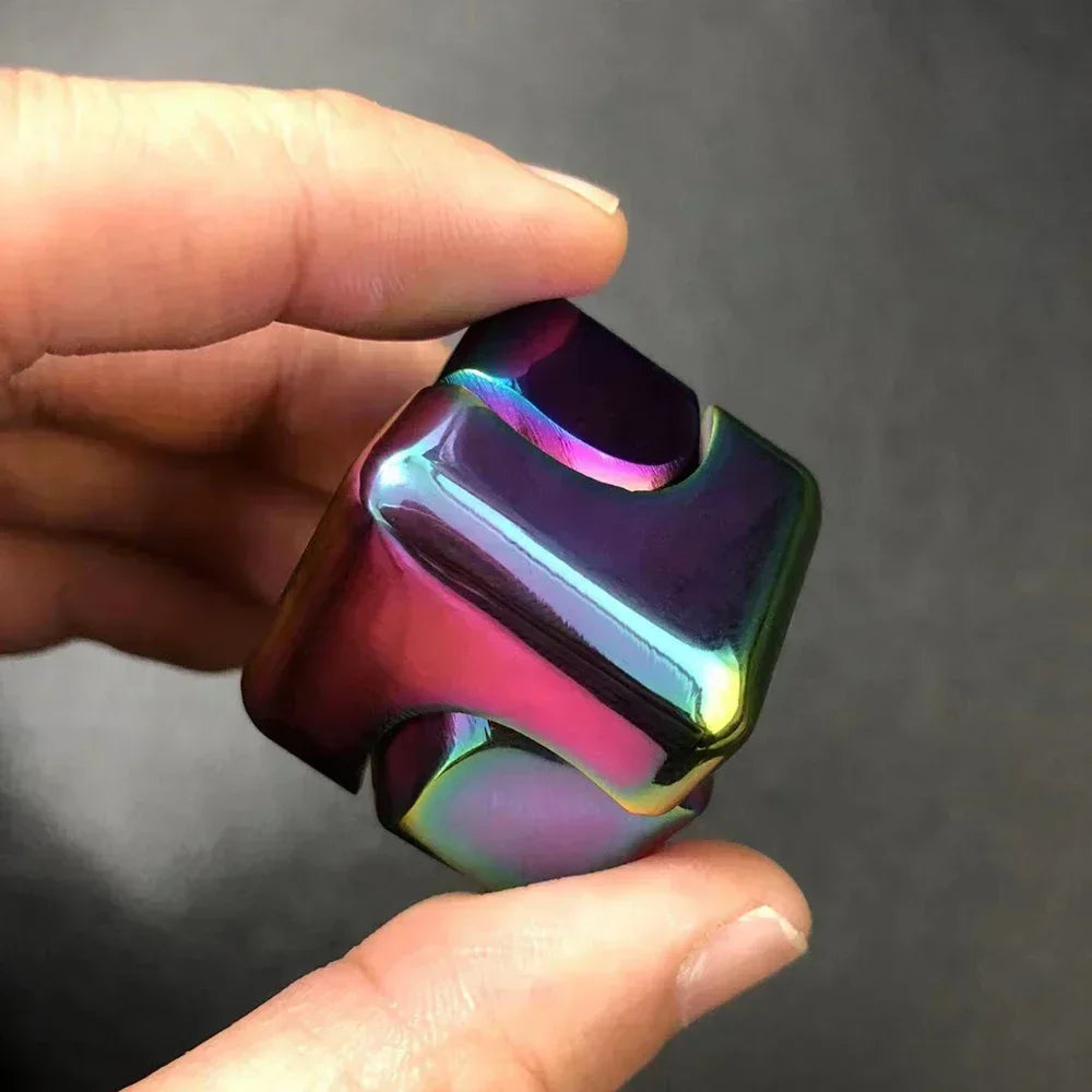 Metal Rotating Cube – Stress Relief Gyroscope Toy for Adults