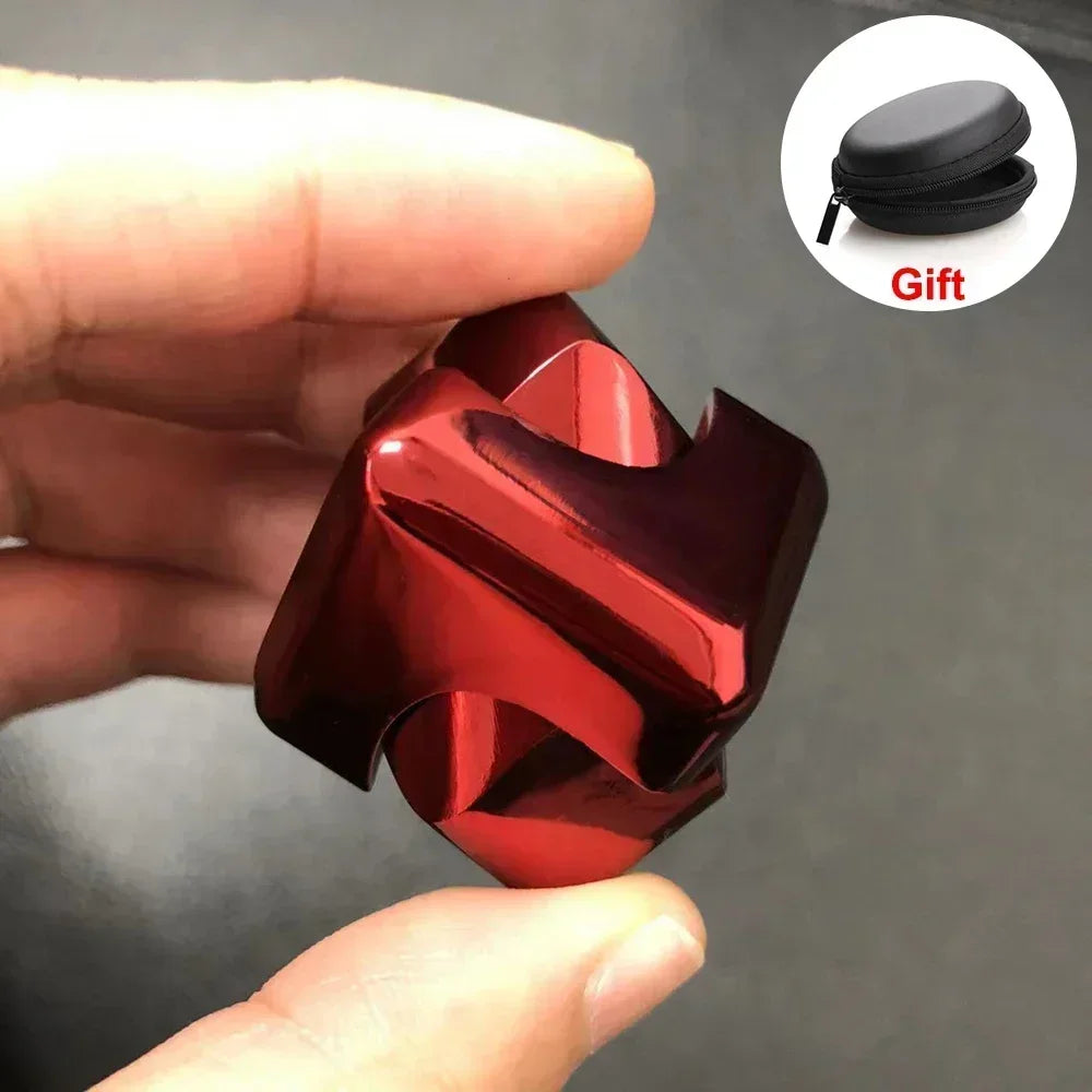 Metal Rotating Cube – Stress Relief Gyroscope Toy for Adults red
