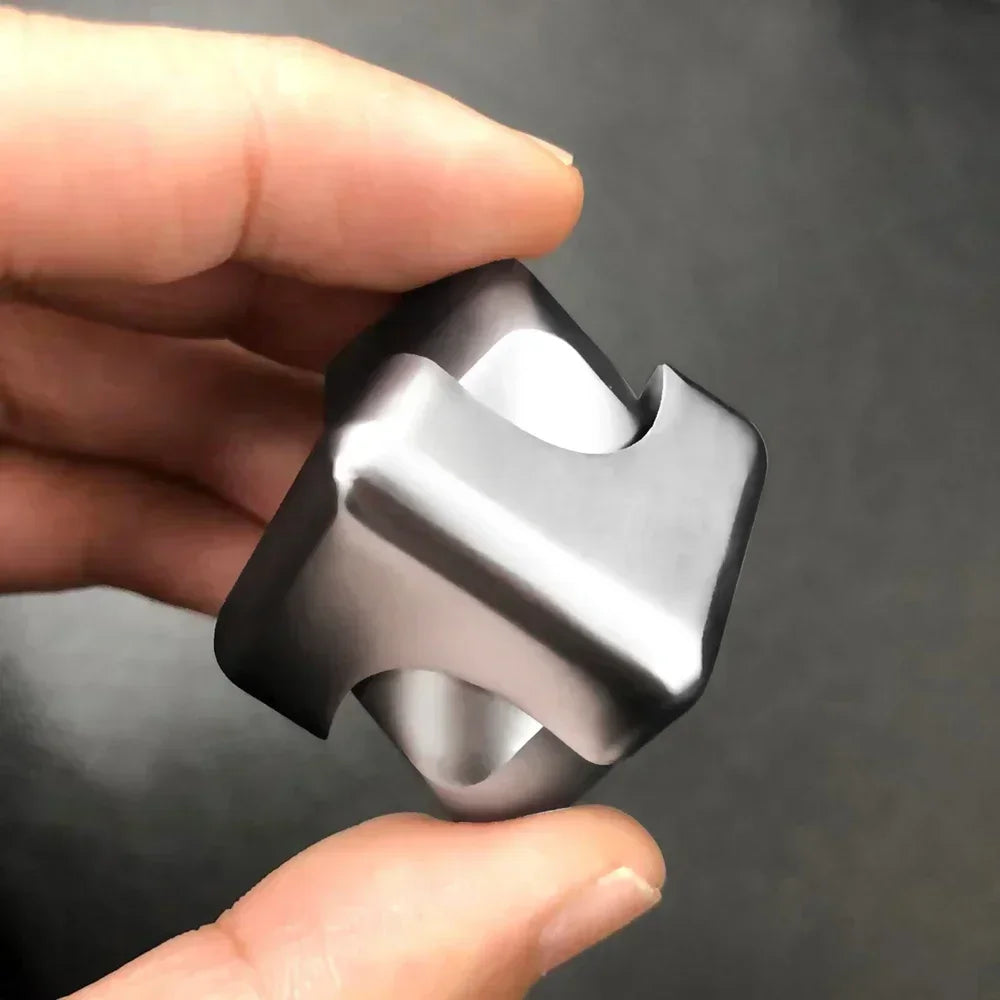 Metal Rotating Cube – Stress Relief Gyroscope Toy for Adults silver