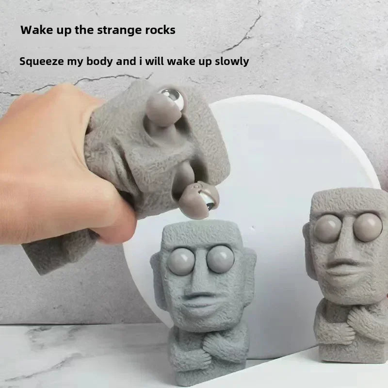 Stone Man Releases Stress Executive Toy Slowly Rebounds  Squeeze Eyes Interested Expression Relaxes Stress Children's Gift