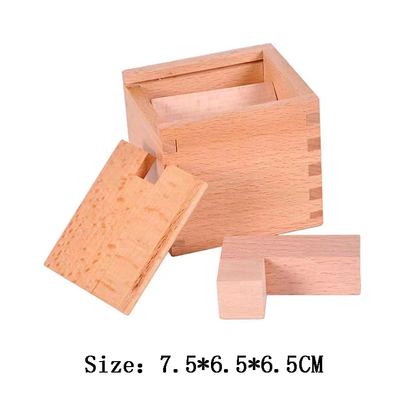Wooden box puzzle with a lid on a white background