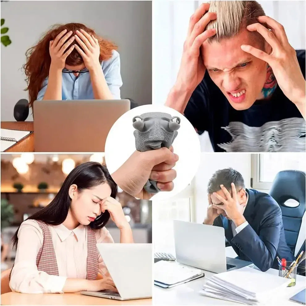 Stone Man Releases Stress Executive Toy Slowly Rebounds  Squeeze Eyes Interested Expression Relaxes Stress Children's Gift