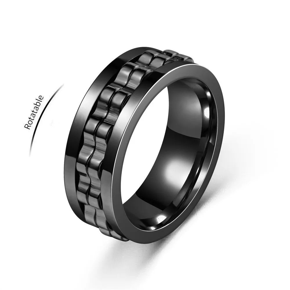Anti-Stress Stainless Steel Gear Chain Spinner Ring –  Jewelry for Men