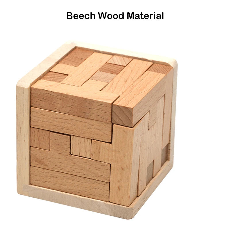 Wooden 3D Puzzles with 25 T-shaped Blocks,Classic Lock Cube Puzzle , Intellectual Executive Game for adults