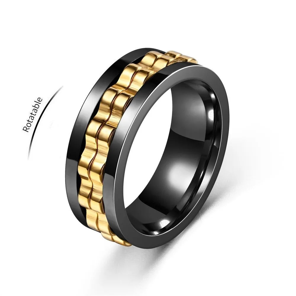 Anti-Stress Stainless Steel Gear Chain Spinner Ring –  Jewelry for Men
