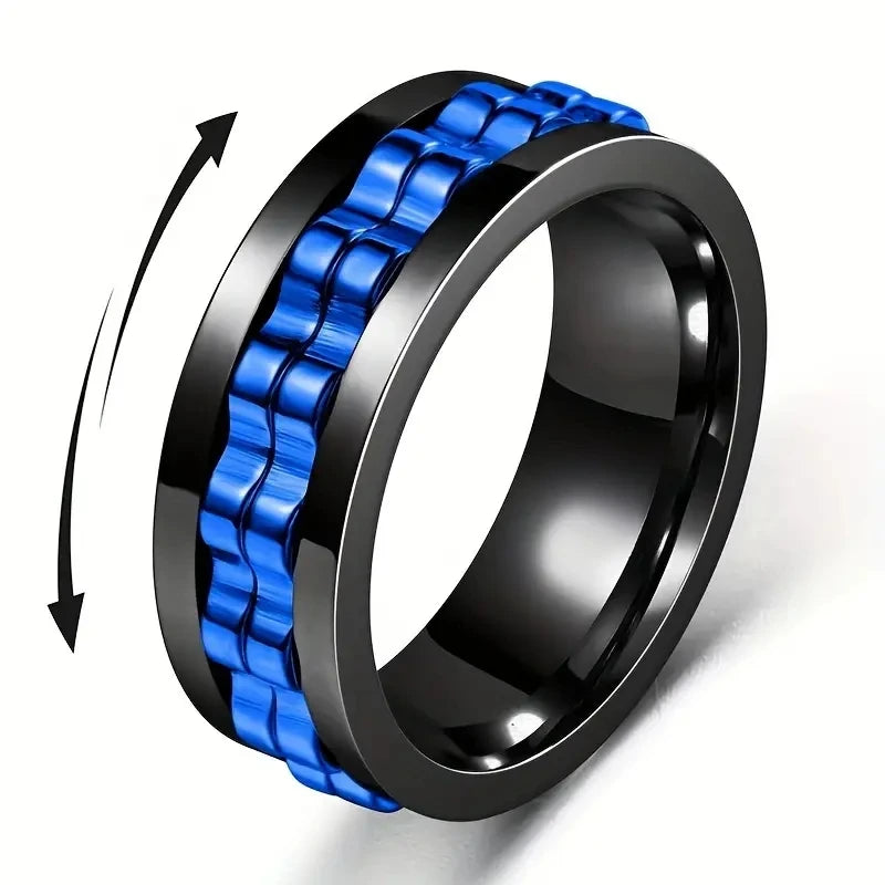 Anti-Stress Stainless Steel Gear Chain Spinner Ring –  Jewelry for Men