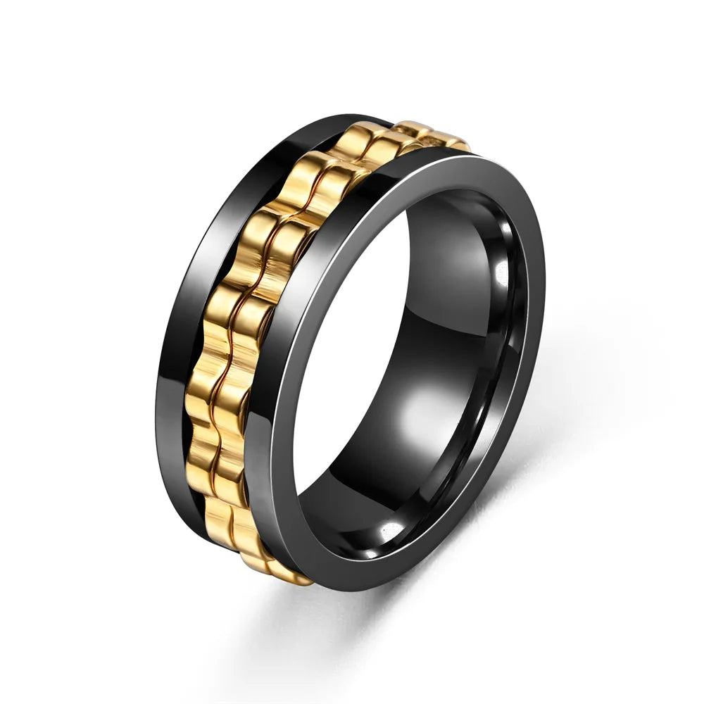 Anti-Stress Stainless Steel Gear Chain Spinner Ring –  Jewelry for Men