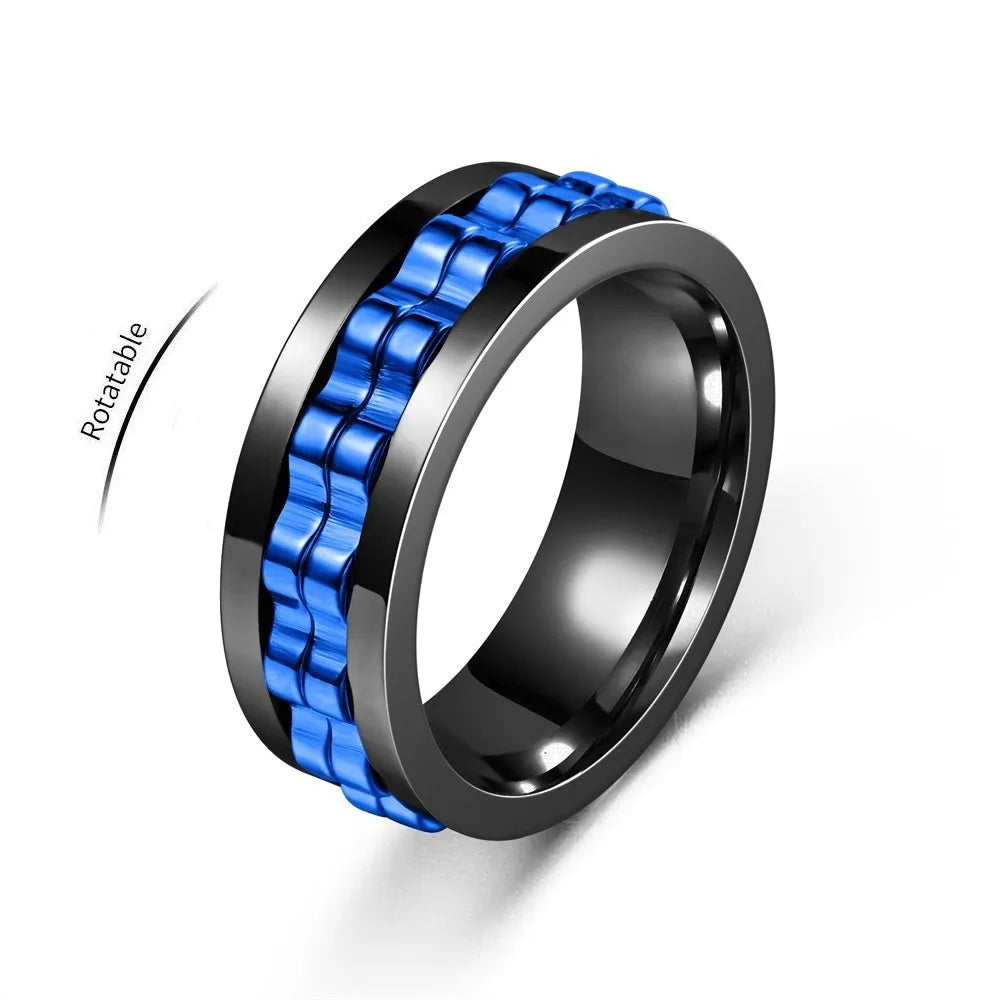 Anti-Stress Stainless Steel Gear Chain Spinner Ring –  Jewelry for Men