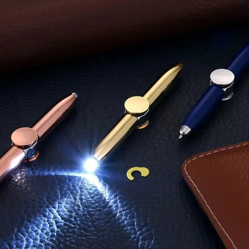 MindEase Multifunctional Spinner Pen with LED Light Finger Rotate Luminous Gyro Pens Fidgets Spinner LED Light Ballpoint Pen Metal Gyro Pen Gift