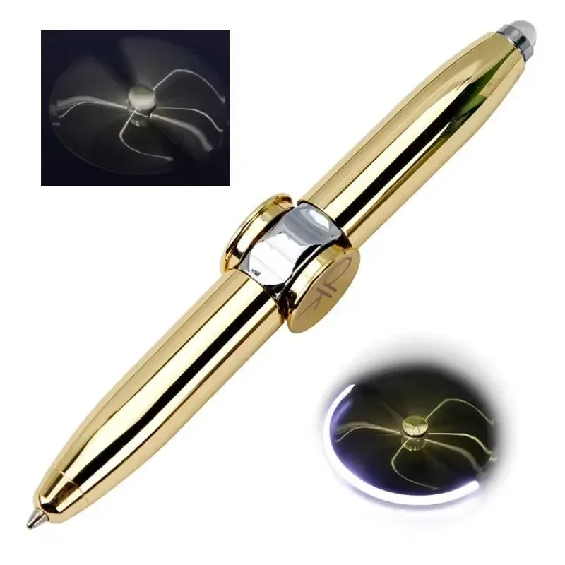 MindEase Multifunctional Spinner Pen with LED Light Finger Rotate Luminous Gyro Pens Fidgets Spinner LED Light Ballpoint Pen Metal Gyro Pen Gift