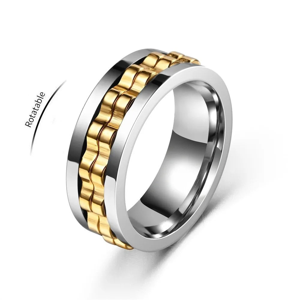 Anti-Stress Stainless Steel Gear Chain Spinner Ring –  Jewelry for Men