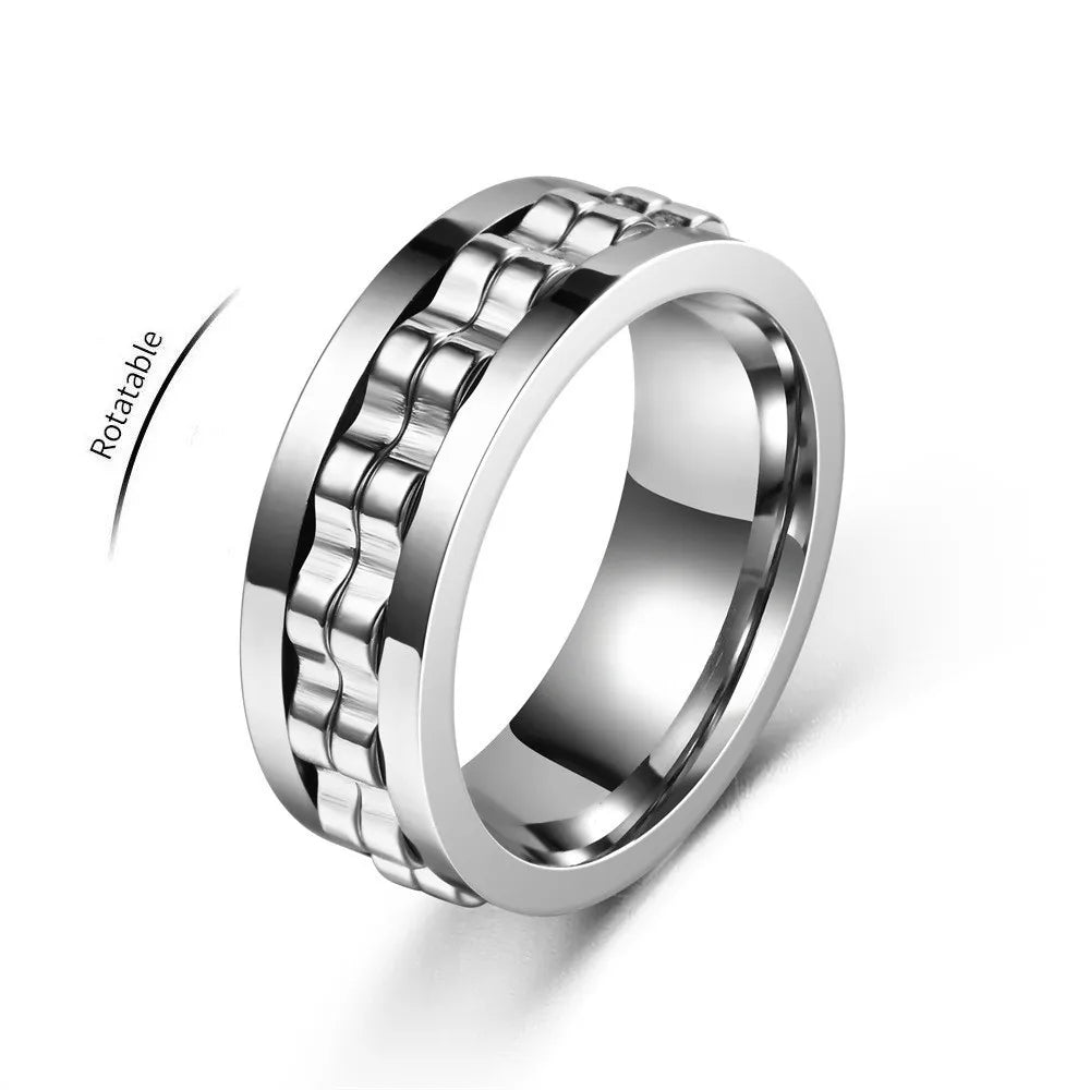 Anti-Stress Stainless Steel Gear Chain Spinner Ring –  Jewelry for Men