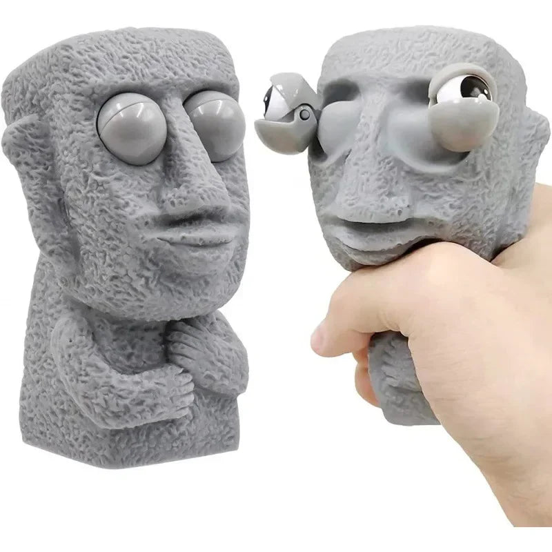 Stone Man Releases Stress Executive Toy Slowly Rebounds  Squeeze Eyes Interested Expression Relaxes Stress Children's Gift