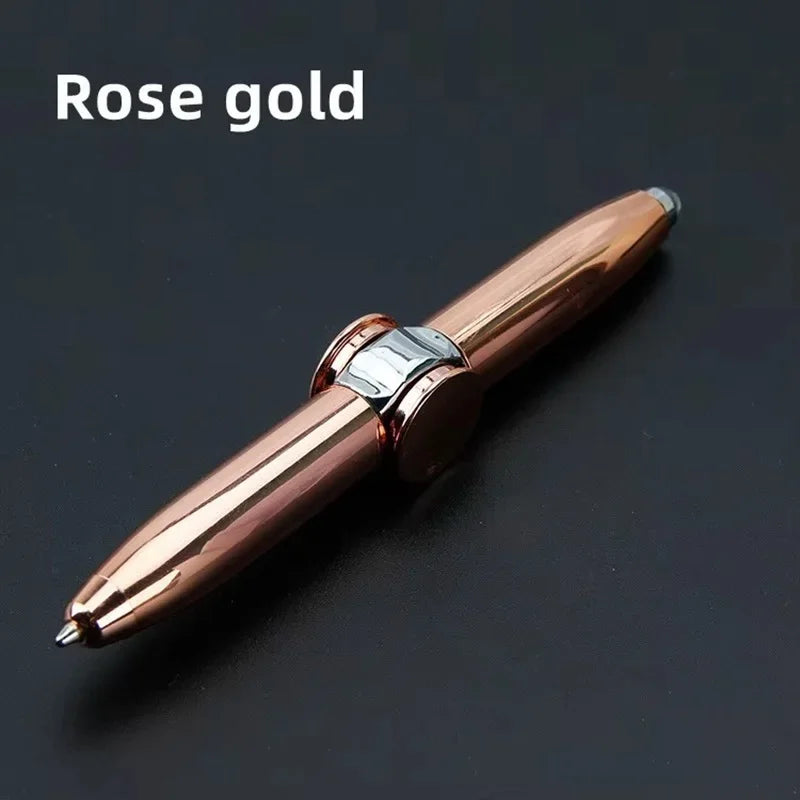 MindEase Multifunctional Spinner Pen with LED Light Finger Rotate Luminous Gyro Pens Fidgets Spinner LED Light Ballpoint Pen Metal Gyro Pen Gift