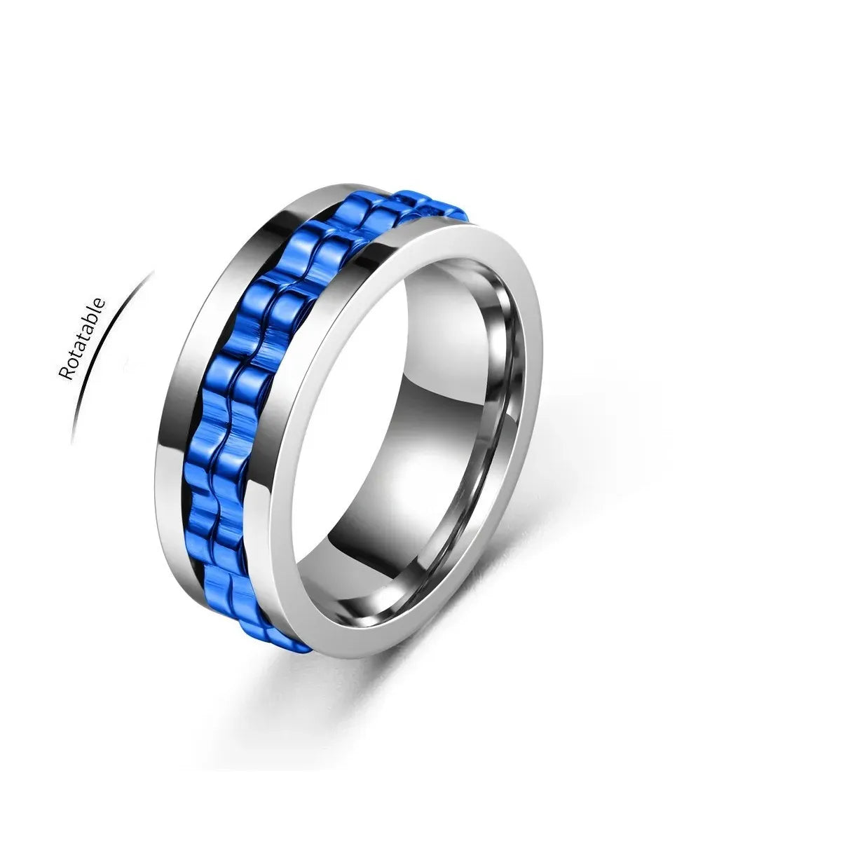 Anti-Stress Stainless Steel Gear Chain Spinner Ring –  Jewelry for Men