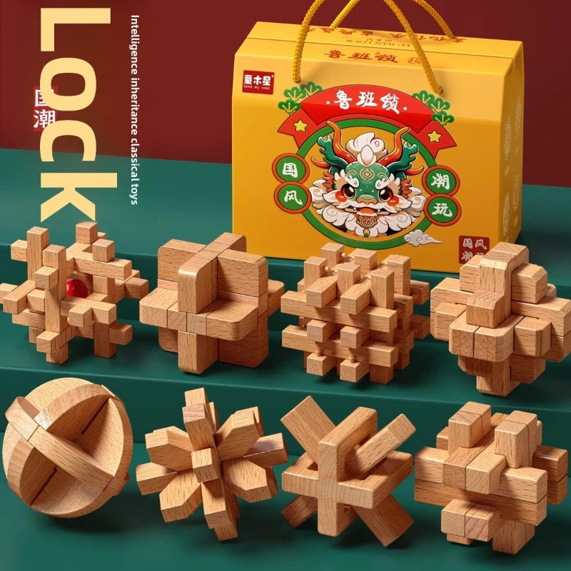 Set of 6-9 Luban Kongming Lock brain teaser Gift Box 