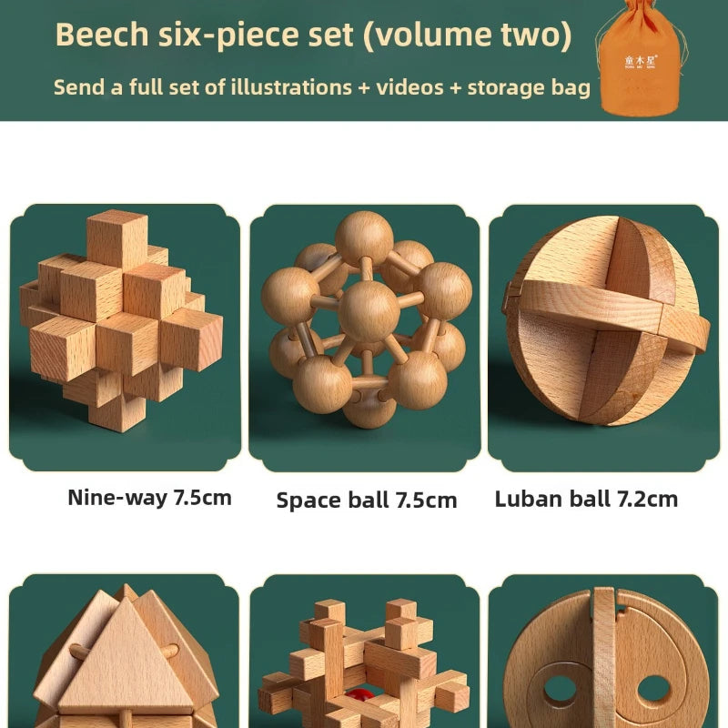 Set of 6-9 Luban Kongming Lock brain teaser Gift Box 