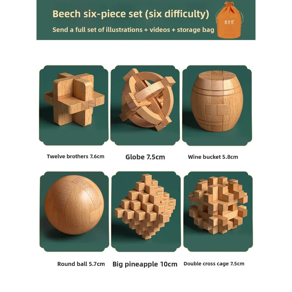 Set of 6-9 Luban Kongming Lock brain teaser Gift Box 