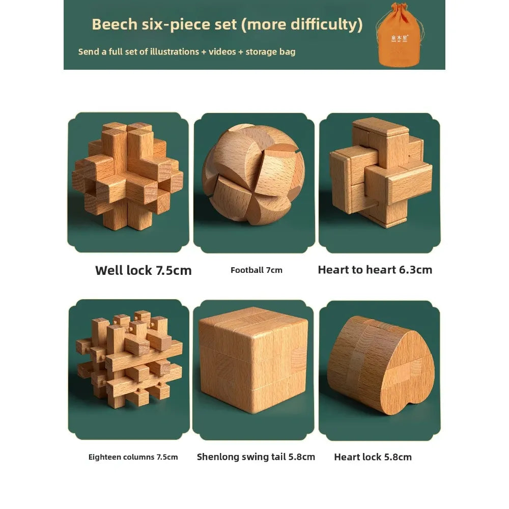 Set of 6-9 Luban Kongming Lock brain teaser Gift Box 