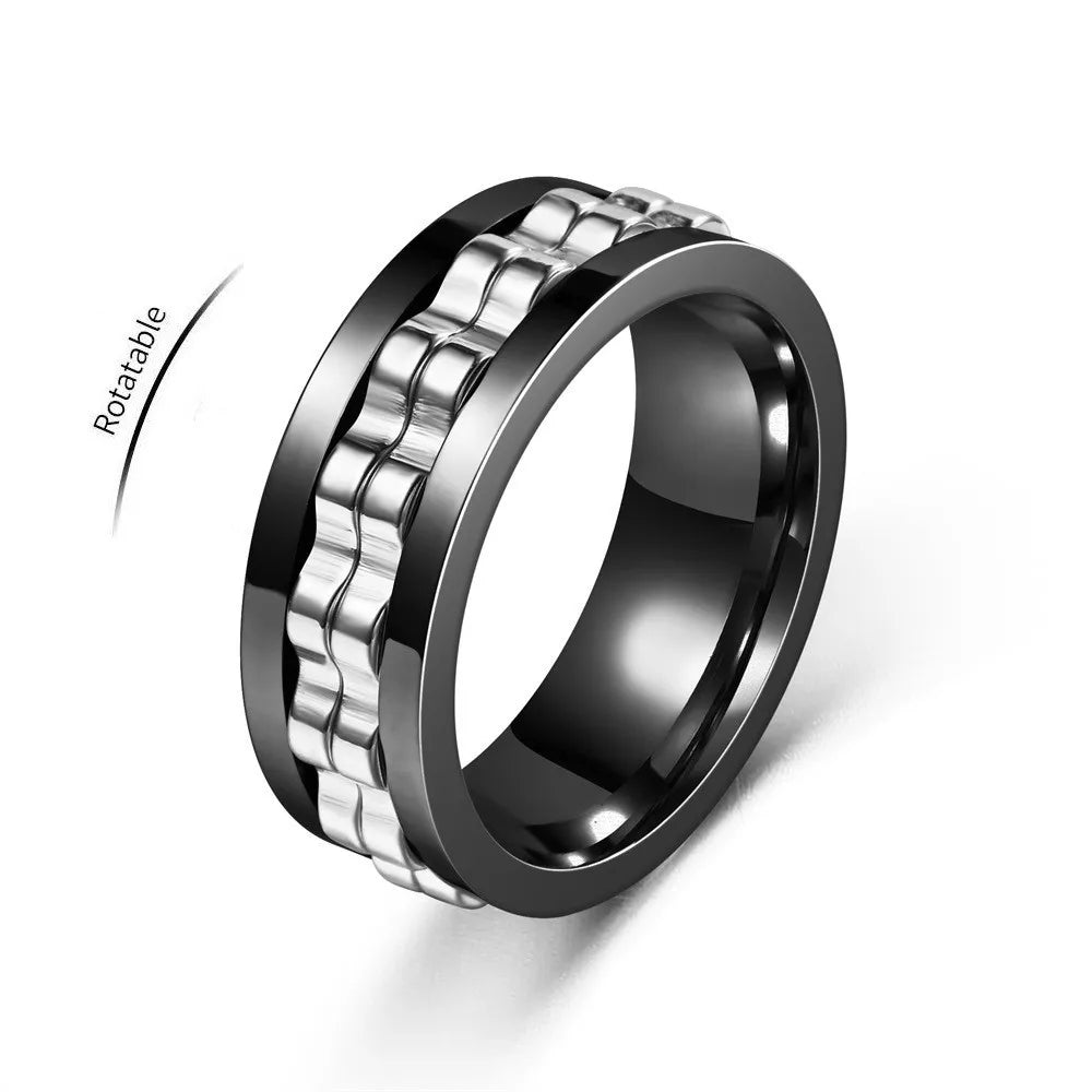 Anti-Stress Stainless Steel Gear Chain Spinner Ring –  Jewelry for Men