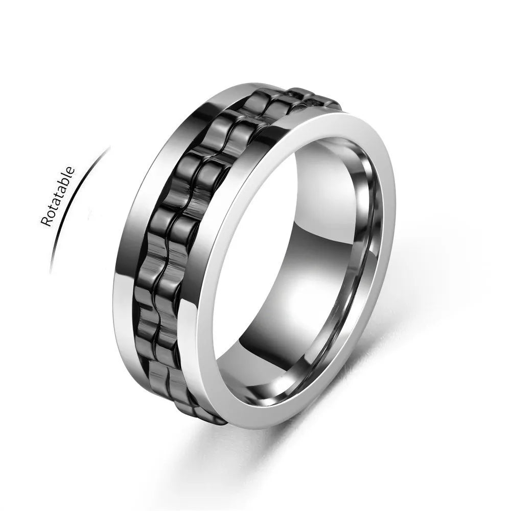 Anti-Stress Stainless Steel Gear Chain Spinner Ring –  Jewelry for Men