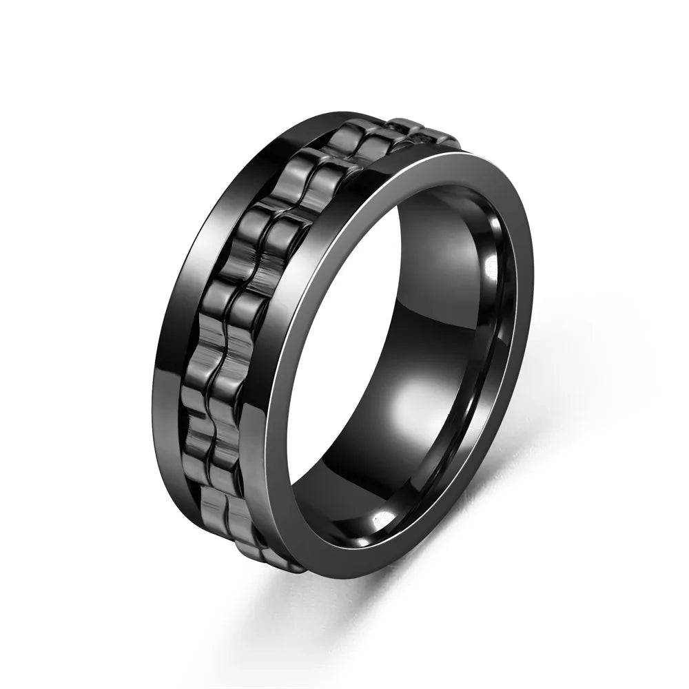 Anti-Stress Stainless Steel Gear Chain Spinner Ring –  Jewelry for Men