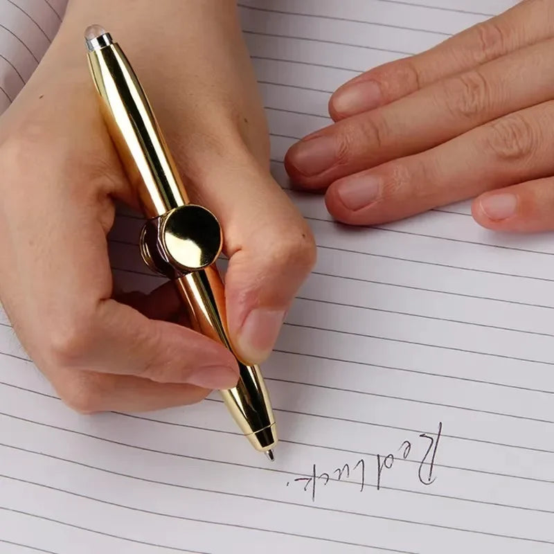 MindEase Multifunctional Spinner Pen with LED Light Finger Rotate Luminous Gyro Pens Fidgets Spinner LED Light Ballpoint Pen Metal Gyro Pen Gift