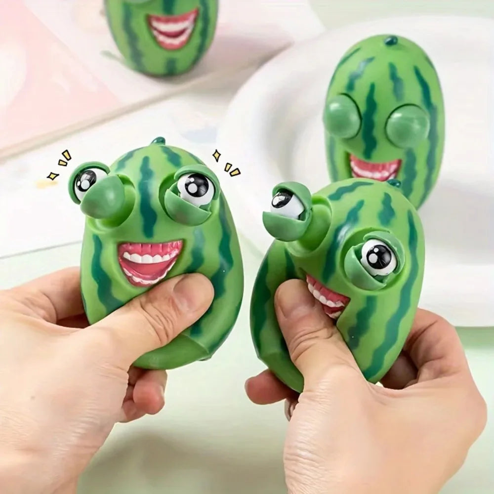 Squishy Watermelon Pop Eyes Squeeze Toy - Stress Relief Fidget Sensory Toy 