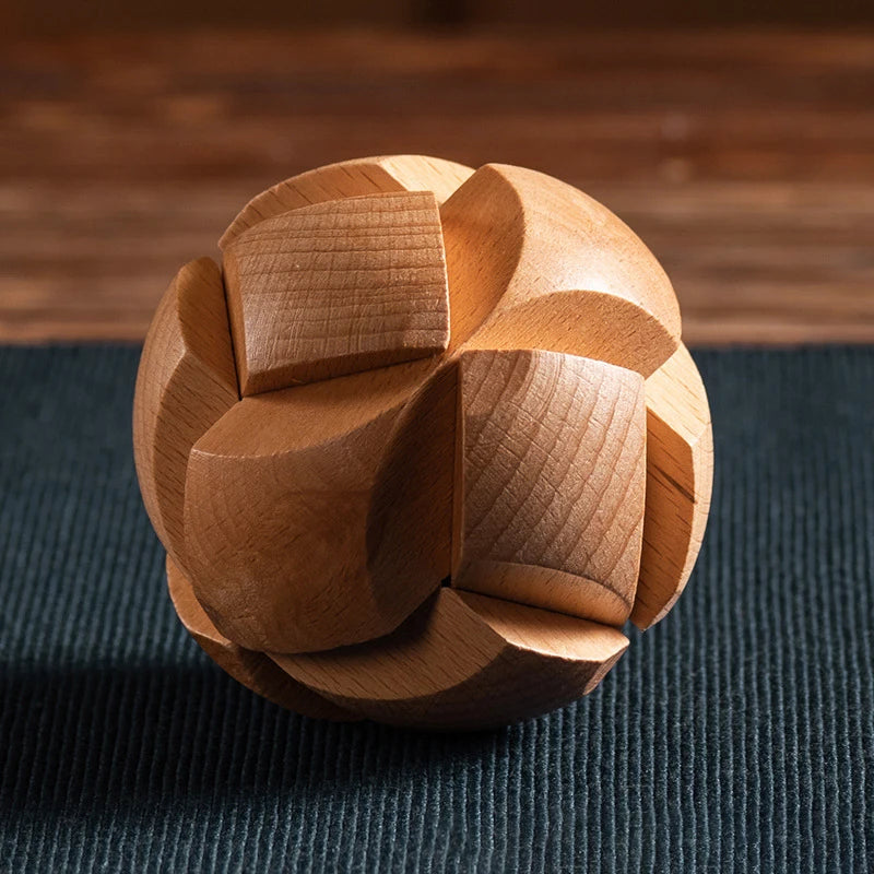 Wooden Kongming Lock ball ,3D Brain Teaser Puzzle,Office Release Pressure Puzzle
