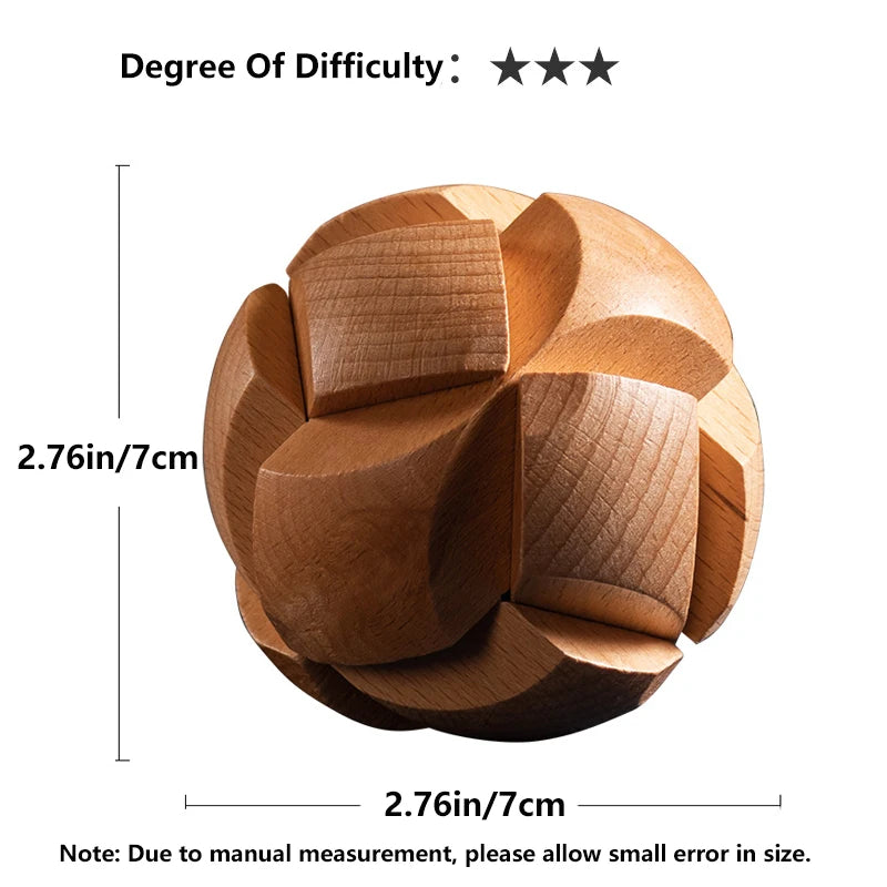 Wooden Kongming Lock ball ,3D Brain Teaser Puzzle,Office Release Pressure Puzzle