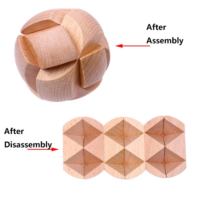 Wooden Kongming Lock ball ,3D Brain Teaser Puzzle,Office Release Pressure Puzzle