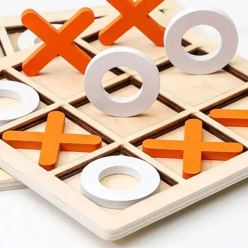Wooden Tic Tac Toe Montessori puzzle – board with X and O pieces