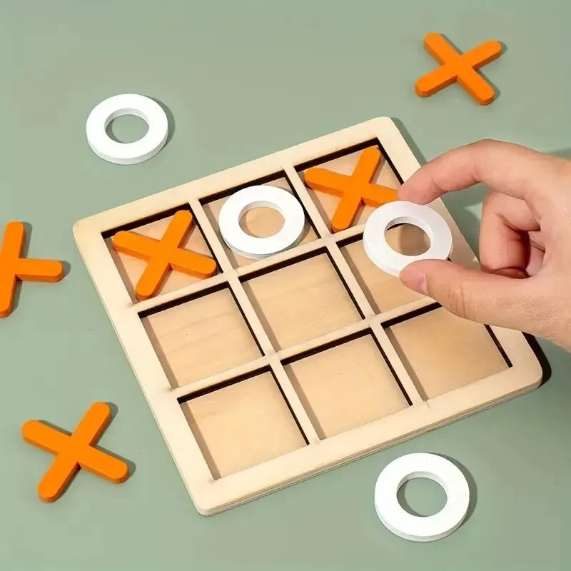Parent-child playing classic XO game – educational wooden toy